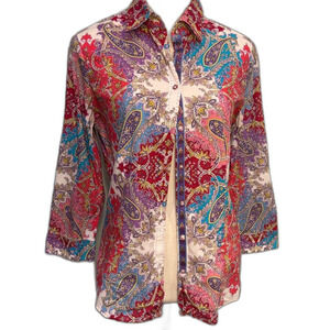 Robert Graham colorful 3/4 sleeve paisley cotton shirt Size S